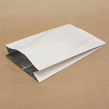 Пакет с плоским дном 31,0х15,0х9,5 из белой фольгированной бумаги