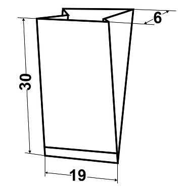 Пакет с плоским дном 30х19х6 из белой бумаги с ламинацией и термосваркой дна-