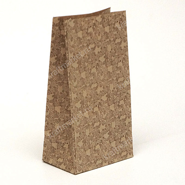 Пакет фасовочный с готовым принтом 19,0х10,0х7,0 из коричневой крафт бумаги, "Дым"