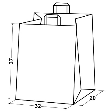 Крафт пакет бумажный 37х32х20 белый с плоскими ручками