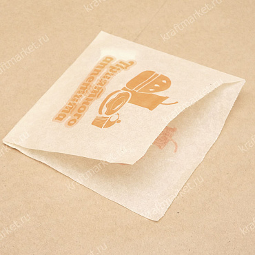 Уголки 15,0х15,0 из небеленого подпергамента, печать "Приятного аппетита"-