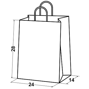 Крафт пакет бумажный 28х24х14 белый с кручеными ручками
