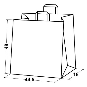 Крафт пакет бумажный 48х44,5х18 коричневый с плоскими ручками