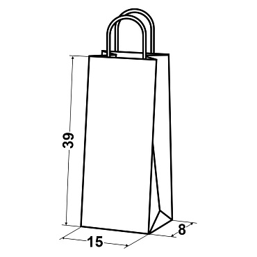 Крафт пакет бумажный 39х15х8 коричневый с кручеными ручками, под бутылку