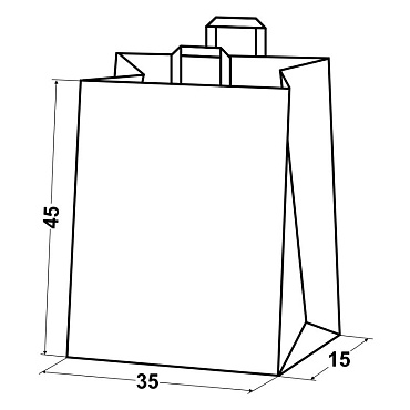 Крафт пакет бумажный 45х35х15 коричневый с плоскими ручками