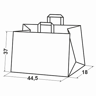Крафт пакет бумажный 37х44,5х18 (горизонтальный) коричневый с плоскими ручками