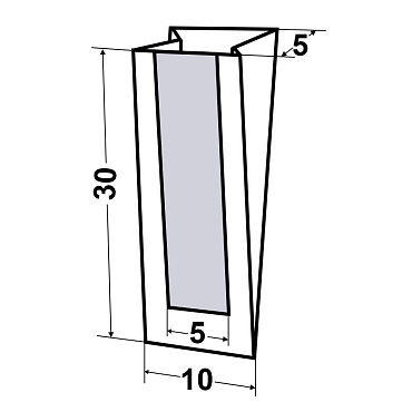 Пакет с плоским дном 30,0х10,0х5,0 (п/п окно-5,0) из белой бумаги, печать "Хлеб"