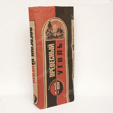 Мешки бумажные открытые 92х50х13 3-слойные НМ, печать "Древесный уголь 10кг" по 10 шт.