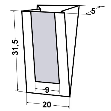 Пакет с плоским дном 31,5х20,0х5,0 (п/п окно-9,0) из бежевой бумаги, печать "Хлеб"