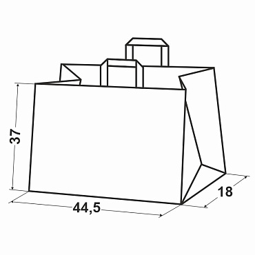 Крафт пакет бумажный 37х44,5х18 (горизонтальный) коричневый с плоскими ручками