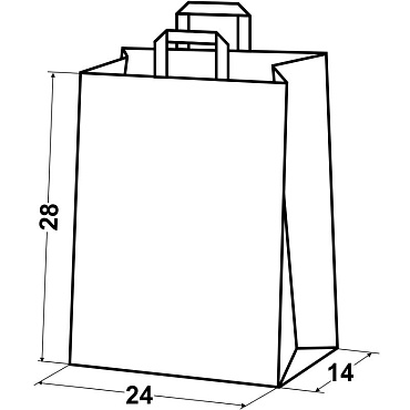 Крафт пакет бумажный 28х24х14 белый с плоскими ручками