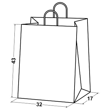 Крафт пакет бумажный 43х32х17 белые с кручеными ручками