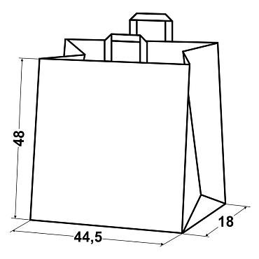 Крафт пакет бумажный 48х44,5х18 коричневый с плоскими ручками