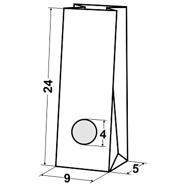 Пакет под чай/кофе (под 200гр.) 24,0х9,0х5,0 (окно - 4,0) из коричневой ламинированной бумаги