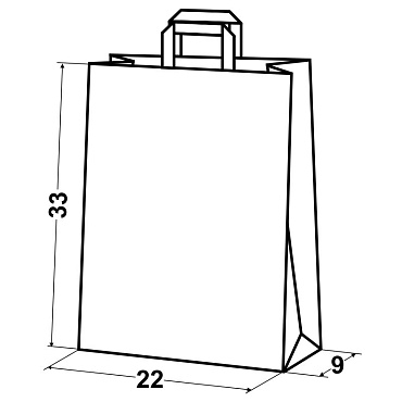Крафт пакет бумажный 33х22х9 коричневый с плоскими ручками