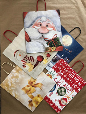 Набор новогодних пакетов - 15 шт., серия "L" (41х36х12)