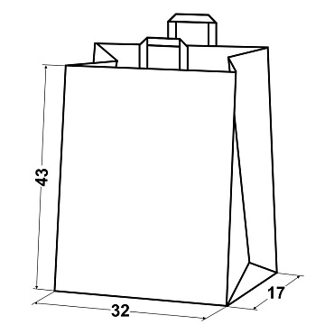 Крафт пакет бумажный 43х32х17 белый с плоскими ручками