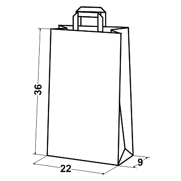 Крафт пакет бумажный 36х22х9 2-сл. (КРАФТ+КРАФТ) с плоскими ручками